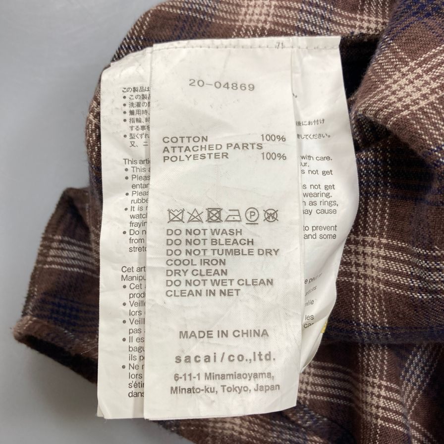 美品◆サカイ オンブレチェックワンピース 20-04869 レディース サイズ 1 総柄 SACAI 【AFA13】