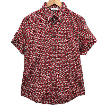 中古◆モスキーノ 半袖 柄シャツ レディース  サイズM  レッド  MOSCHINO 【AFB29】