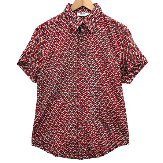 中古◆モスキーノ 半袖 柄シャツ レディース  サイズM  レッド  MOSCHINO 【AFB29】