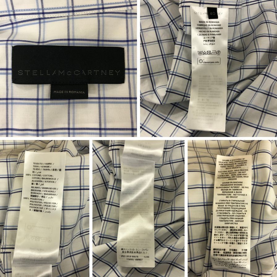 美品◆ステラマッカートニー 長袖シャツ チェック柄 刺繍 レディース サイズ40 STELLA McCARTNEY 【AFB28】