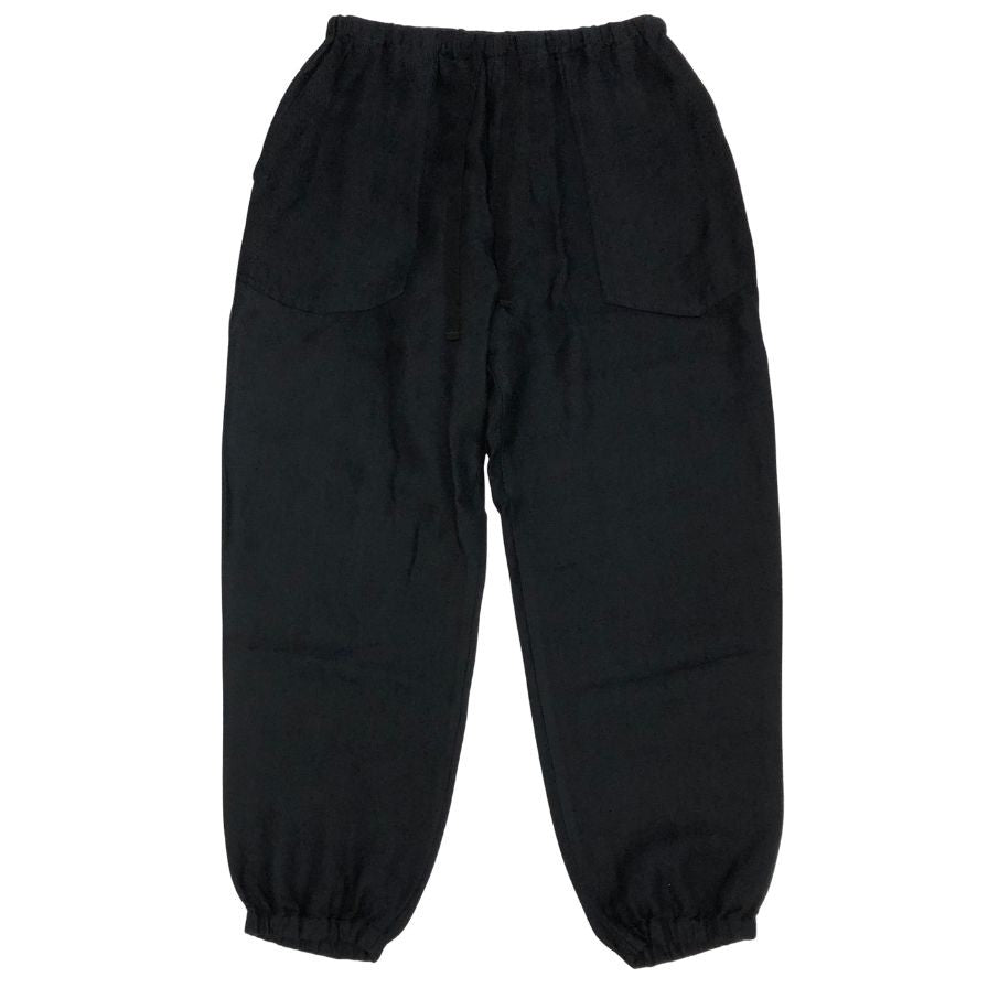 コモリ 25SS リネン サテン ドローストリングパンツ ブラック メンズ サイズ2 B01-03019 COMOLI 【AFB39】
