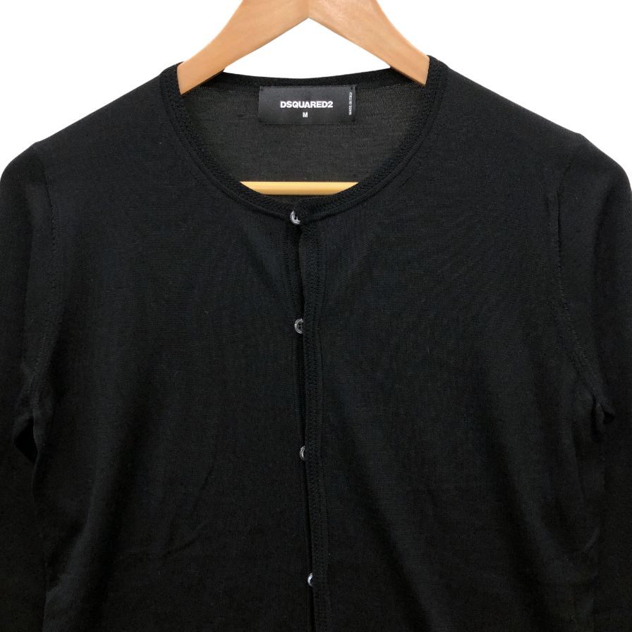極美品◆ディースクエアード カーディガン シルク100% レディース サイズM ブラック S75HA0522 S15155 DSQUARED2 【AFB28】