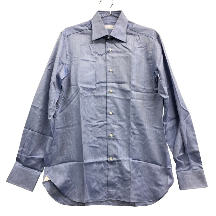 新品同様◆エルメネジルドゼニア 長袖ドレスシャツ ブルー サイズ39/15.5 メンズ Ermenegildo Zegna 【AFB34】