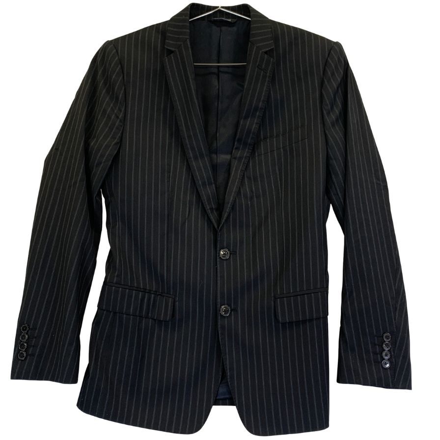 中古◆ドルチェ＆ガッバーナ MARTINI 2Bジャケット スーツ ストライプ メンズ サイズ 46 ブラック DOLCE&GABBANA 【AFA11】