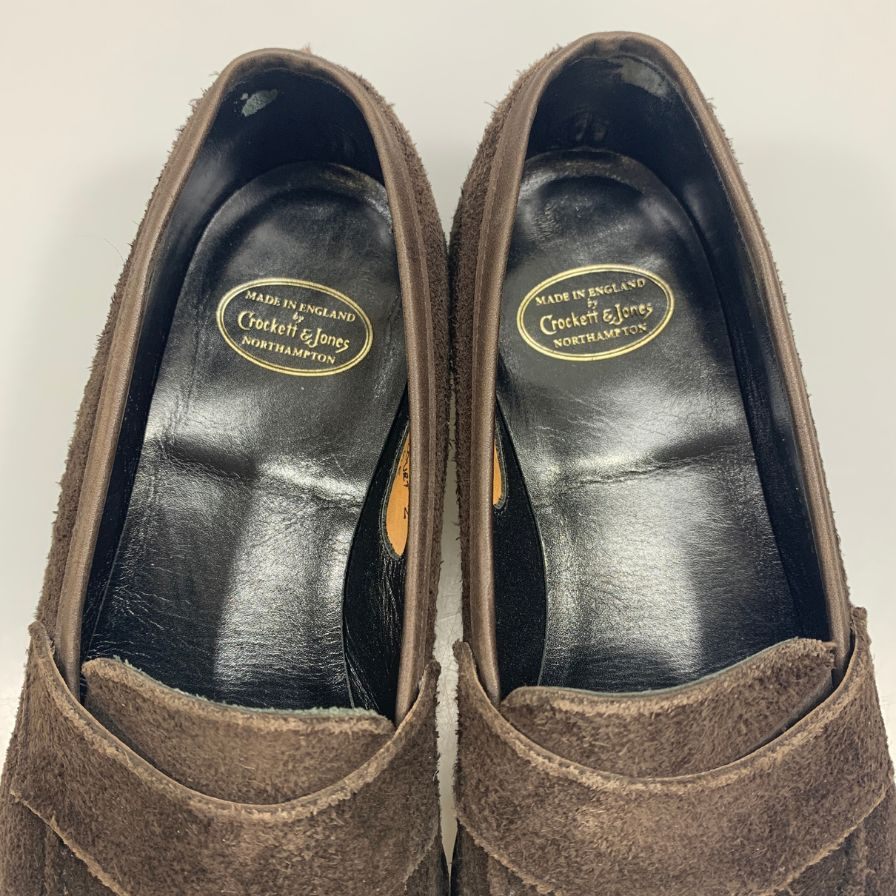 クロケット&ジョーンズ HARCOURT2 ローファー スエード ブラウン サイズUK6E Crockett&Jones ローファー 約25.5cm【LA】【中古】