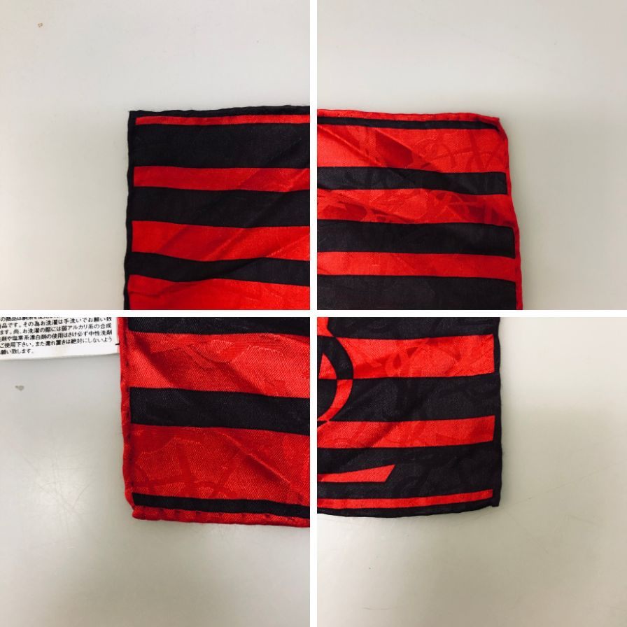 イヴ サンローラン シルクハンカチ YSL総柄 日本製 シルク レッド Yves Saint Laurent【AFI17】【中古】