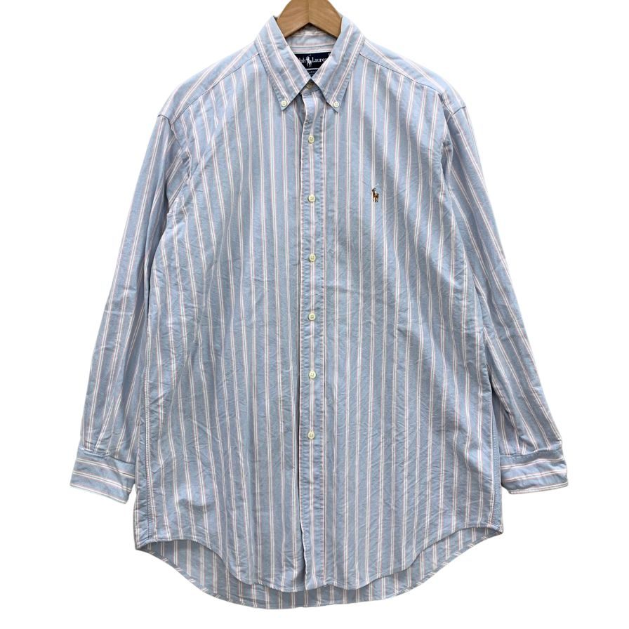 ラルフローレン 長袖シャツ ボタンダウン ストライプ ブルー系 メンズ サイズ15.5 Ralph Lauren【LA】