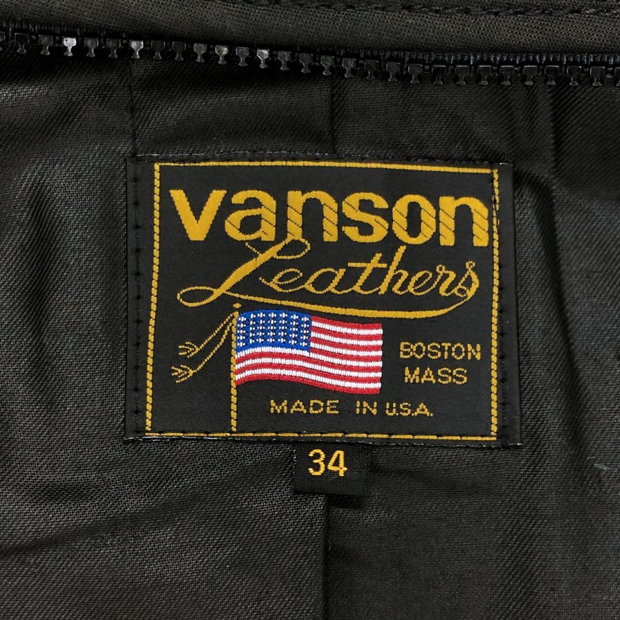 中古■バンソン レザージャケット シングル ライダース TYPE-B 牛革 カウレザー ブラック メンズ サイズ34 Vanson 【AFG1】