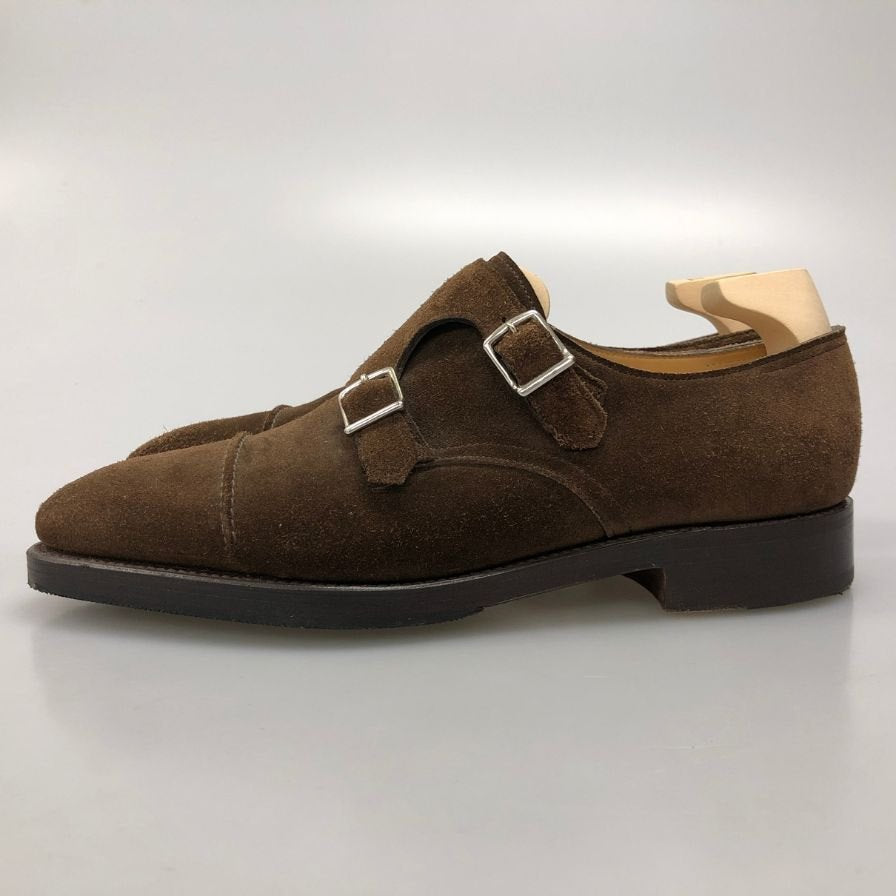 ジョンロブ ダブルモンク ウィリアム スエード ダークブラウン UK6.5E メンズ JOHN LOBB WILLIAM スエードシューズ 約25.5cm【LA】【中古】