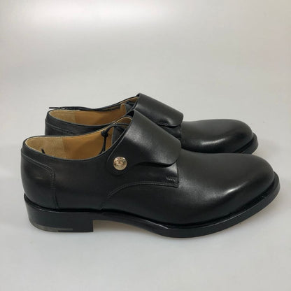 エルメス レザーシューズ プレーントゥ セリエボタン フラップ カーフ ブラック サイズ41.5 メンズ HERMES 約26.5cm【PTM1】