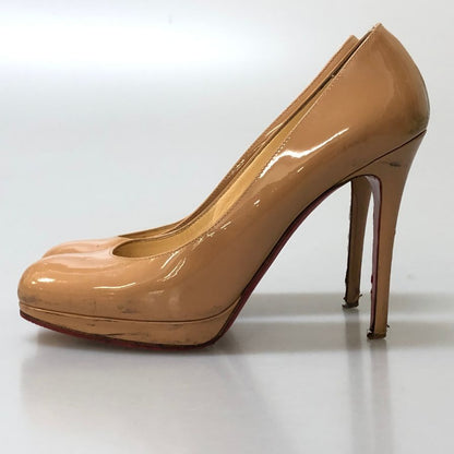 クリスチャンルブタン ヒールパンプス ハイヒール エナメル ベージュ系 サイズ36.5 レディース Christian Louboutin 約22.5cm【AFD9-2】