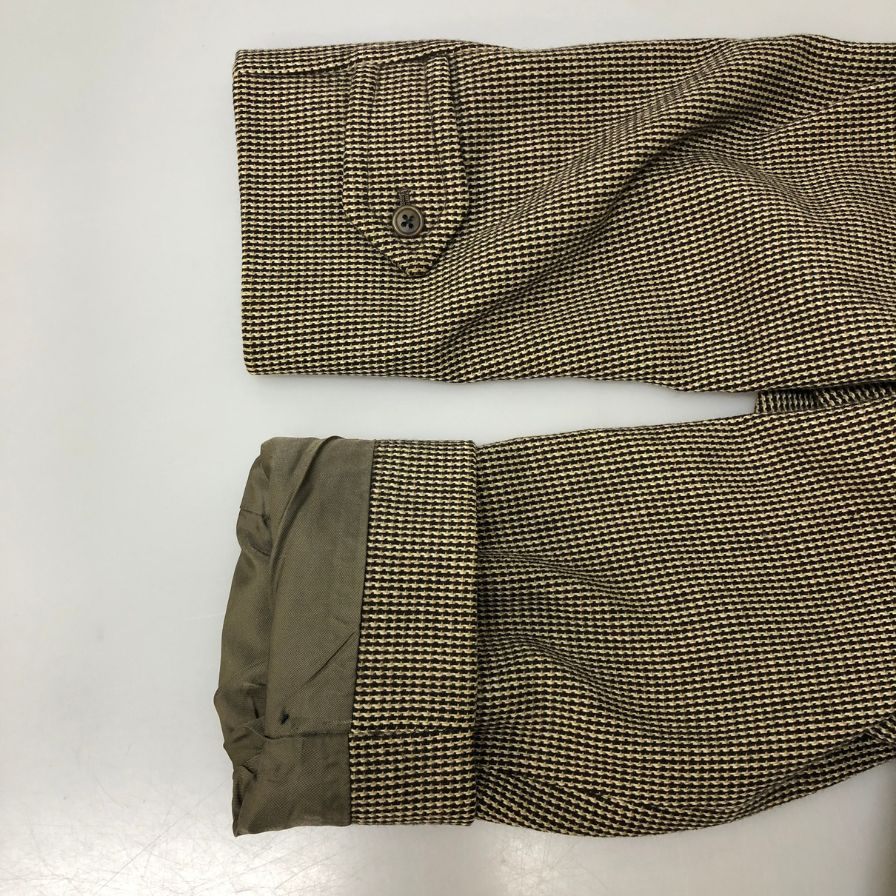 中古◆バーバリー ステンカラーコート ウール 千鳥格子 ブラウン系 メンズ サイズS BURBERRY 【AFF13】