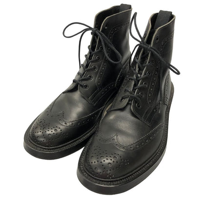トリッカーズ レザーシューズ カントリーブーツ レースアップ モールトン M2508 メンズ ブラック サイズUK10 Tricker's ブーツ 約28.5cm【LA】【中古】
