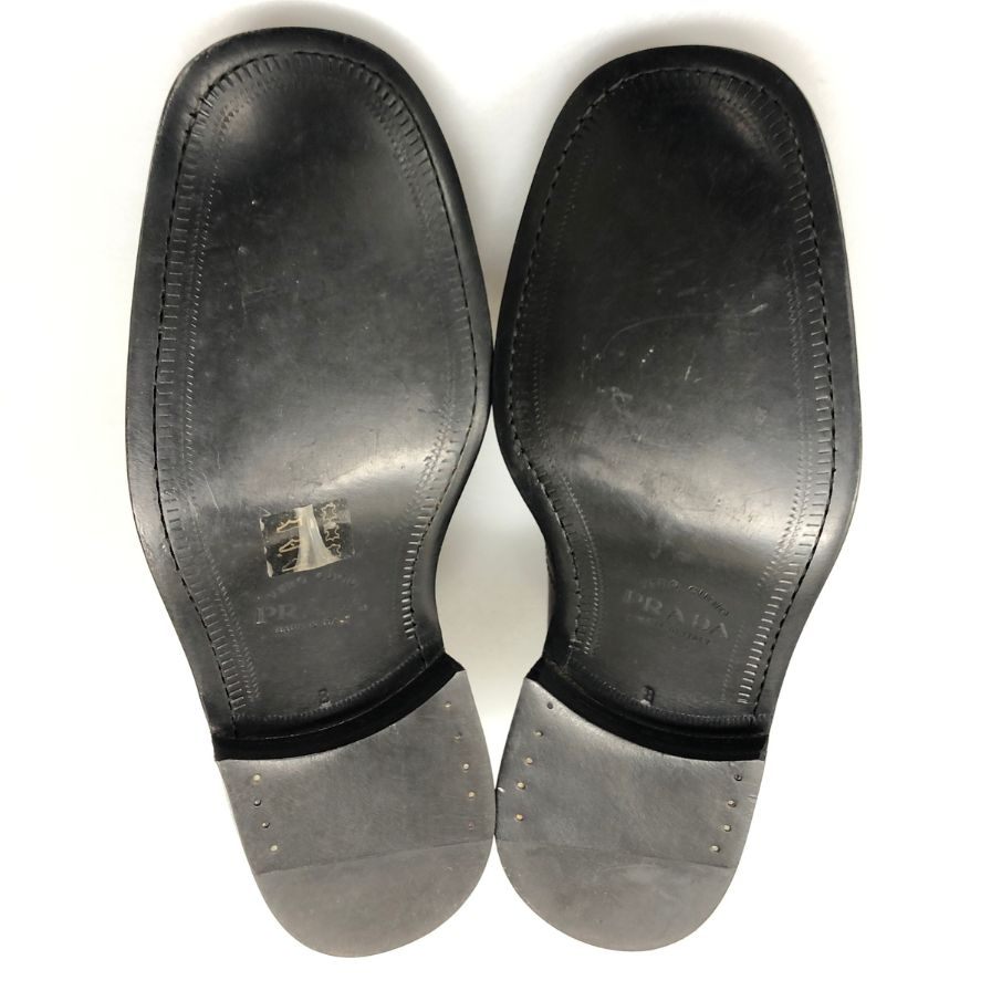 プラダ シングルモンク Uチップ メンズ サイズ 8 ブラウン PRADA 約27.0cm【AFC6】