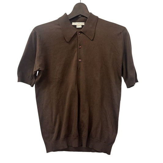 美品◆ジョンスメドレー ニットポロ ブラウン系 サイズXS メンズ JOHN SMEDLEY 【AFB10】