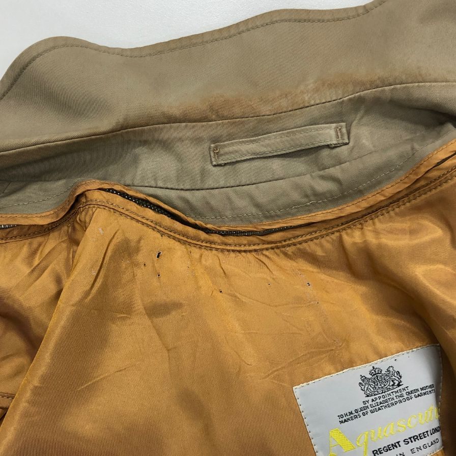 中古■アクアスキュータム バルカラーコート 70年S ヴィンテージ イングランド製 ベージュ メンズ Mサイズ想定 Aquascutum 【AFA7】