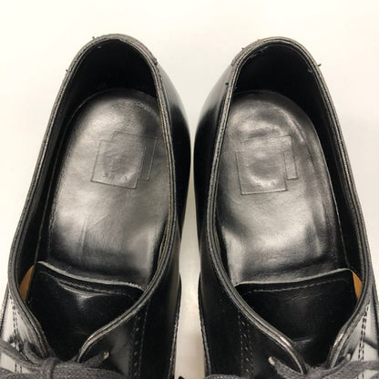 三陽山長 レザーシューズ 弦六郎 パンチドキャップトゥ R2010ラスト メンズ サイズ7.5 ブラック sanyoyamacho GENROKURO 約25.5cm【AFC3】