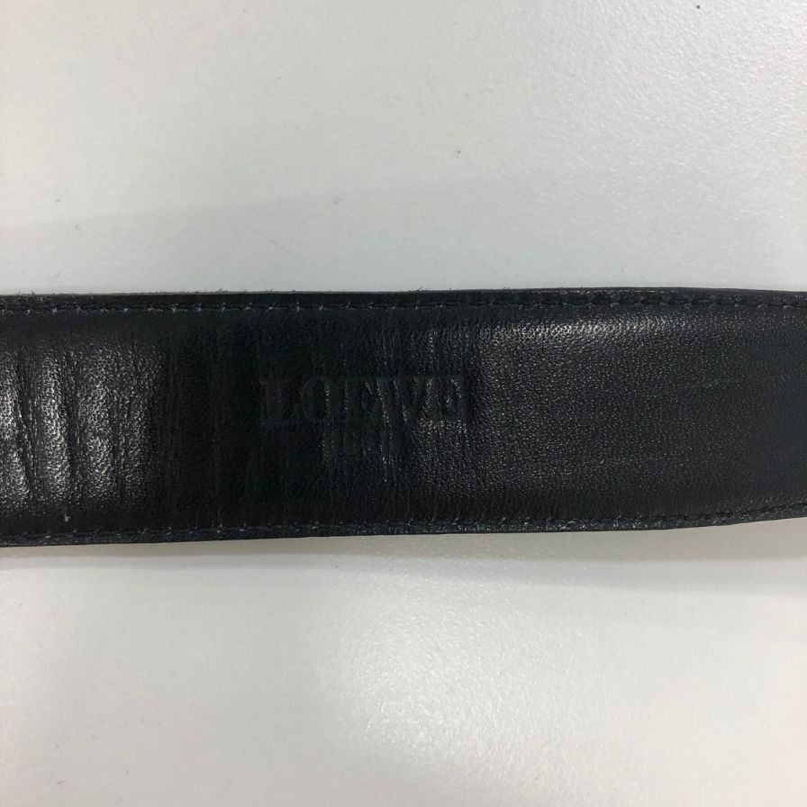 ロエベ レザーベルト ゴールド金具 ブラック サイズ32-80 LOEWE【AFI12】