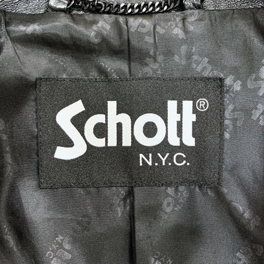 極美品◆ショット ライダースジャケット 3101048 ダブルブレスト シープスキン メンズ ブラック サイズM Schott 【AFG1】