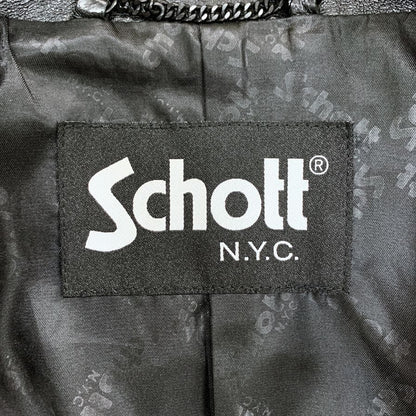 極美品◆ショット ライダースジャケット 3101048 ダブルブレスト シープスキン メンズ ブラック サイズM Schott 【AFG1】