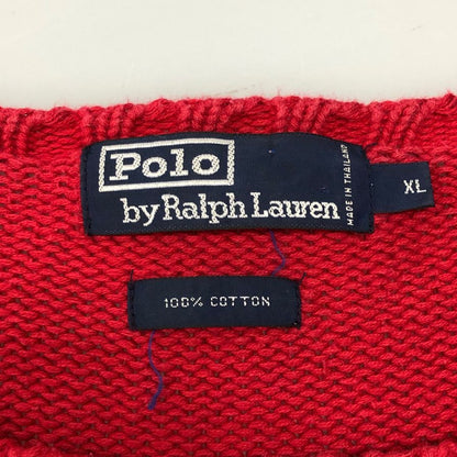 中古◆ポロ ラルフローレン プルオーバーニット ハンドニット レッド メンズ サイズXL POLO RALPH LAUREN 【AFB42】