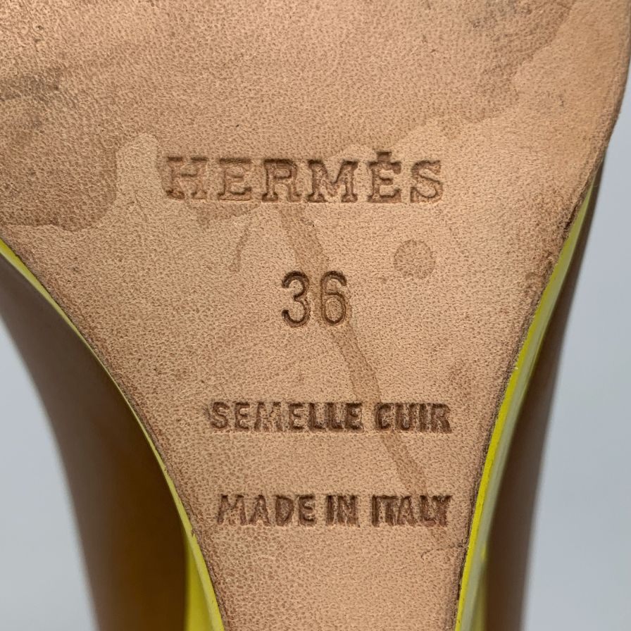 エルメス レザーシューズ パンプス オープントゥ シェーヌダンクル レディース  サイズ36 ブラウン Hermès 約23.0cm【AFC29】