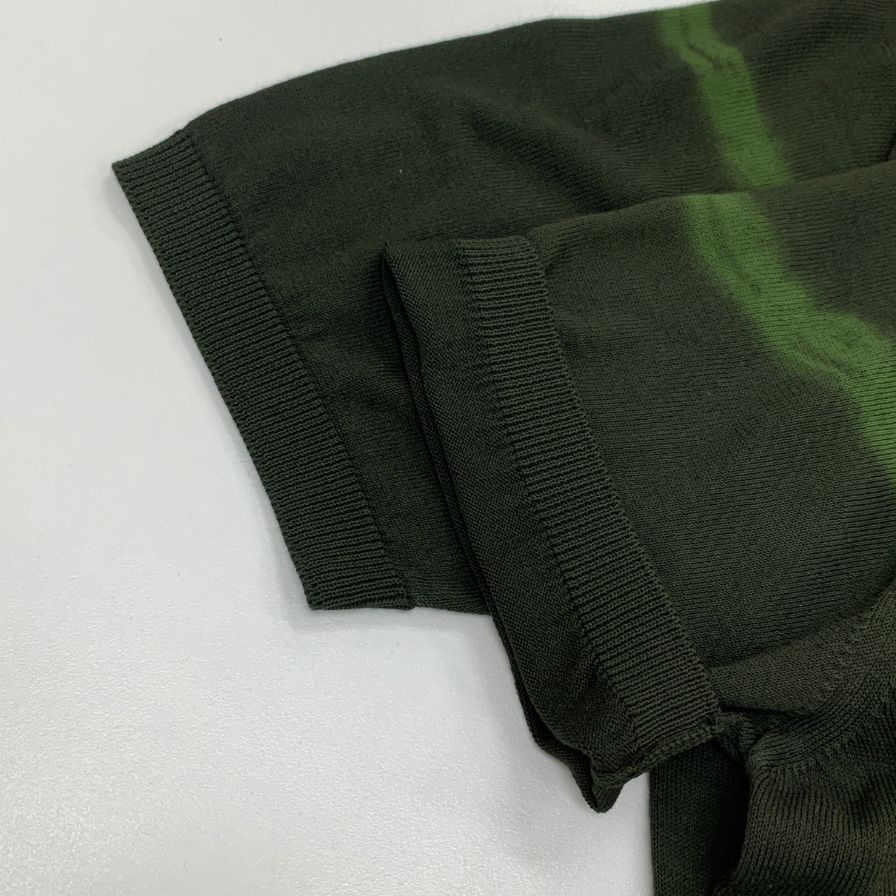 新品同様◆ロベルトコリーナ ポロシャツ 半袖 コットン ニット グラデーション グリーン メンズ サイズ48 roberto collina 【AFB2】