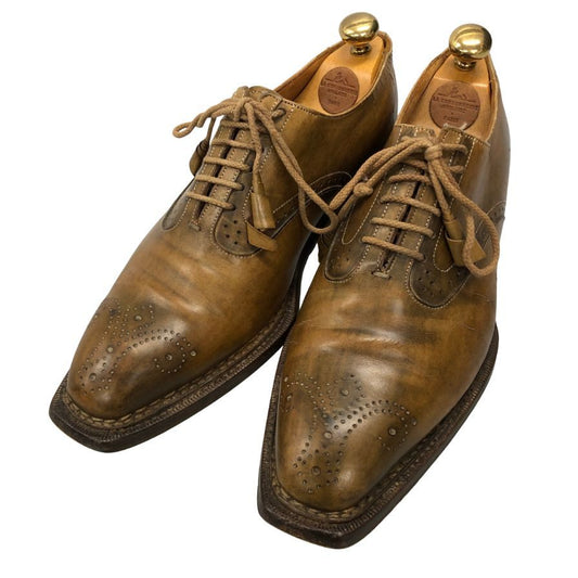 サントーニ レザーシューズ メダリオン 革靴 ブラウン メンズ サイズ6.5 Santoni 約25.0cm【AFC9】