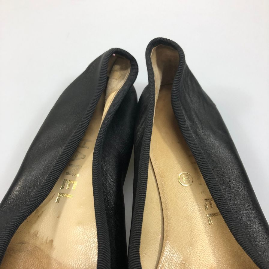 シャネル バレエシューズ CCマーク レディース サイズ37.5 ブラック CHANEL 約24.0cm【AFC45】