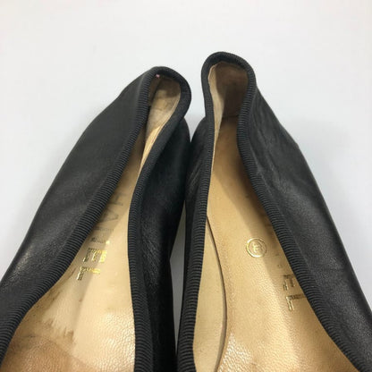 シャネル バレエシューズ CCマーク レディース サイズ37.5 ブラック CHANEL 約24.0cm【AFC45】