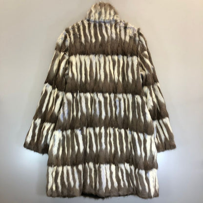 美品◆カンサイ インパクト シルク100％ ロシアリスファー リバーシブル ハーフコート ブラウン系  レディース フリーサイズ 【AFF22】