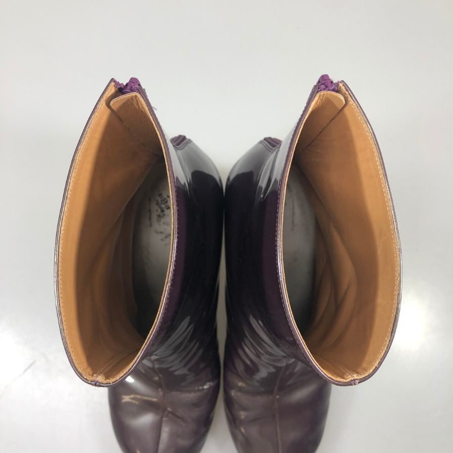 メゾン マルジェラ ブーツ ヒール 変形 メタリック ジップ 39WU0139 パープル サイズ41 レディース Maison Margiela 約26.0cm【AFC52】