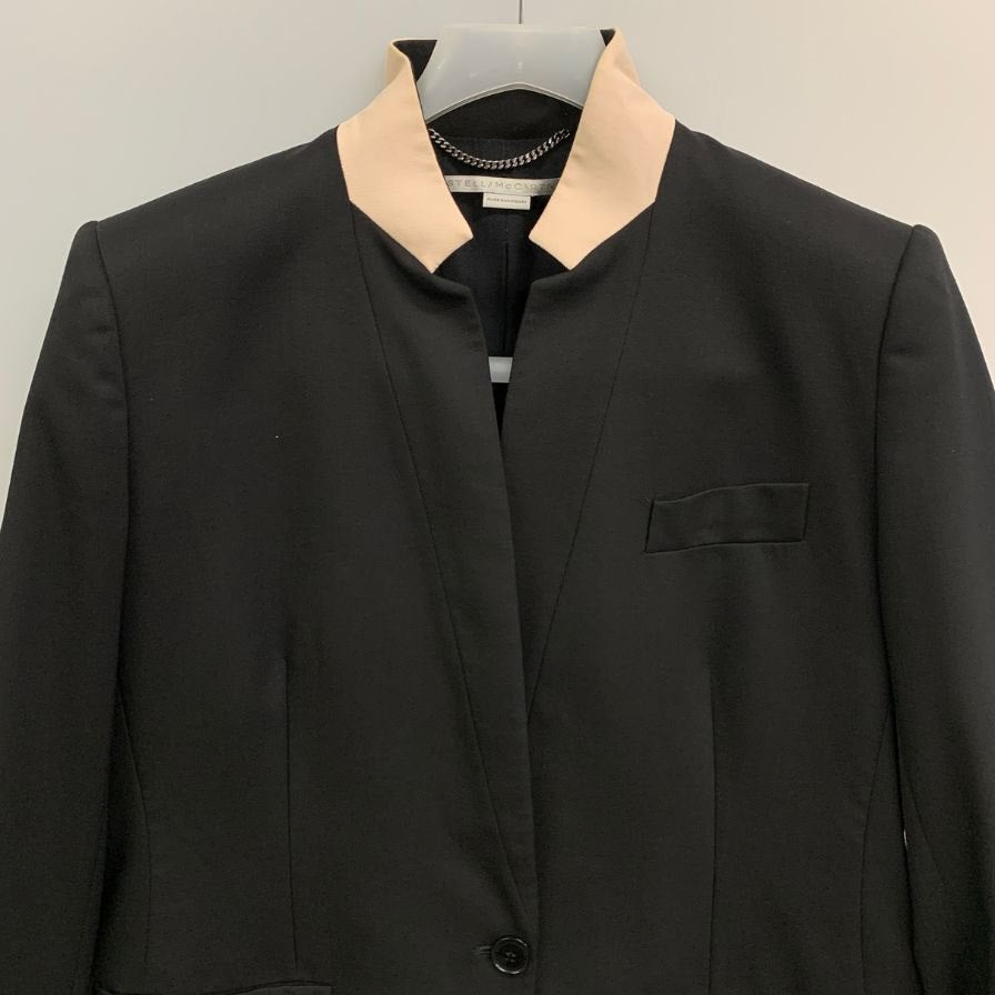 美品◆ステラマッカートニー 1Bジャケット ブラック×ピンク レディース サイズ42 STELLA McCARTNEY 【AFB5】