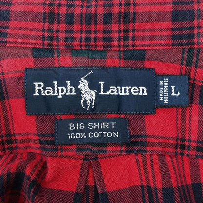 ラルフローレン チェックシャツ レッド系 メンズ サイズL RALPH LAUREN【LA】