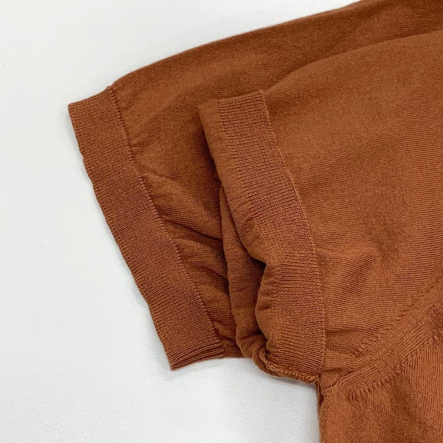 美品◆ロベルトコリーナ Tシャツ ニットTシャツ コットン ブラウン サイズ48 メンズ roberto collina 【AFB41】