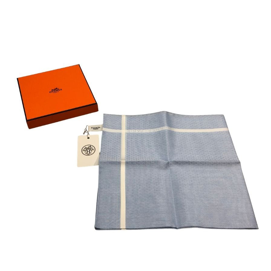 エルメス ハンカチ コットン100% ブルー系 レディース HERMES【AFB53】【中古】