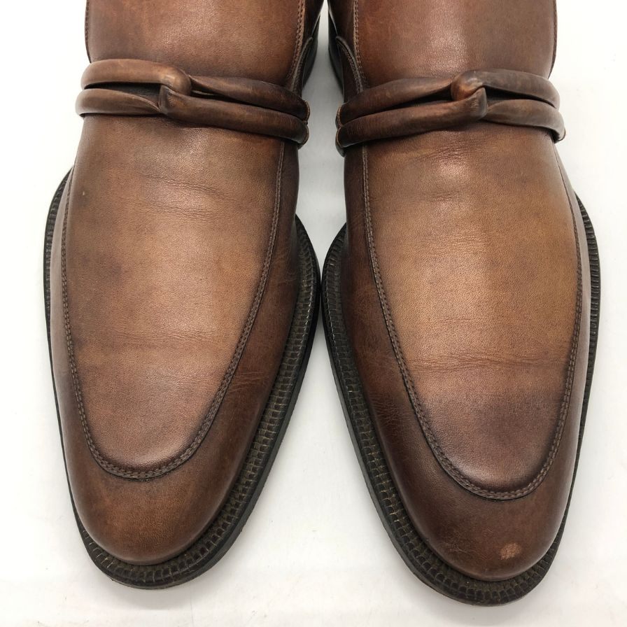 グッチ コインローファー 132496 カーフ モカシン 編み込みビットローファー ブラウン サイズ38 GUCCI 約24.5cm【PTM】