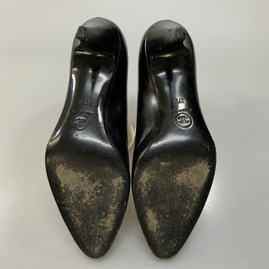 シャネル CCロゴ パンプス レディース サイズ 37.5 ブラック CHANEL 約24.5cm【AFC47】