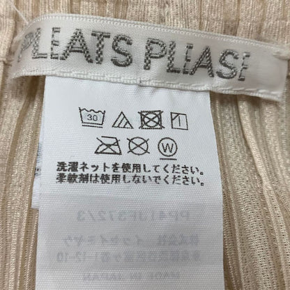 極美品◆プリーツプリーズ イッセイミヤケ パンツ PP41JF372 レディース 生成り クリーム サイズ3 PLEATS PLEASE ISSEY MIYAKE THICKER BOTTOMS 【AFB39】