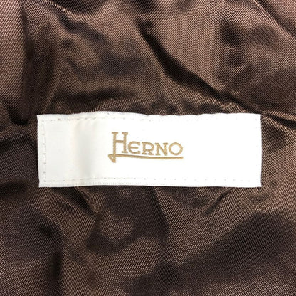 中古◆ヘルノ フード付き ウールロングコート グリーン サイズ44 レディース 裏地スカーフ柄 イタリア製 HERNO 【AFA9】