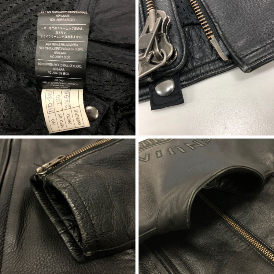 中古◆ハーレーダビッドソン シングルライダース レザー ジャケット ロゴ デザイン ブラック サイズL HARLEY DAVIDSON 【AFG1】