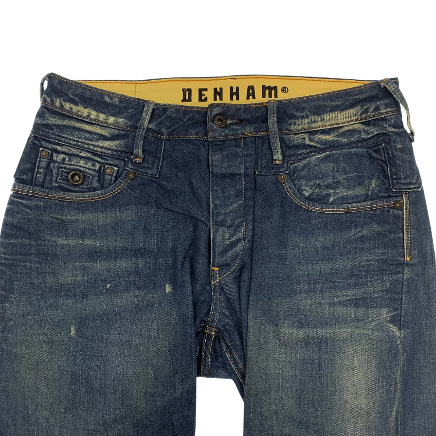 美品◆デンハム デニムパンツ ジーンズ ボタンフライ  メンズ ブルー系 コットン W31 DENHAM【AFB5】