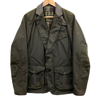 中古◆バブアー ハンティングジャケット ビーコン スポーツ ジャケット コットン 切替 レザー カーキ メンズ サイズXS Barbour BEACON SPORTS JACKET 【AFB52】