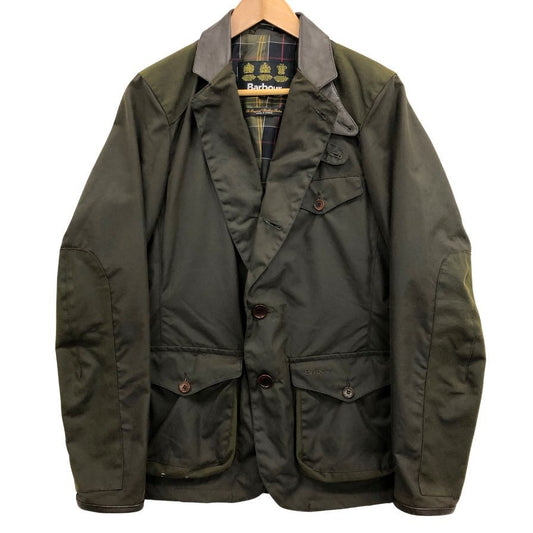 中古◆バブアー ハンティングジャケット ビーコン スポーツ ジャケット コットン 切替 レザー カーキ メンズ サイズXS Barbour BEACON SPORTS JACKET 【AFB52】