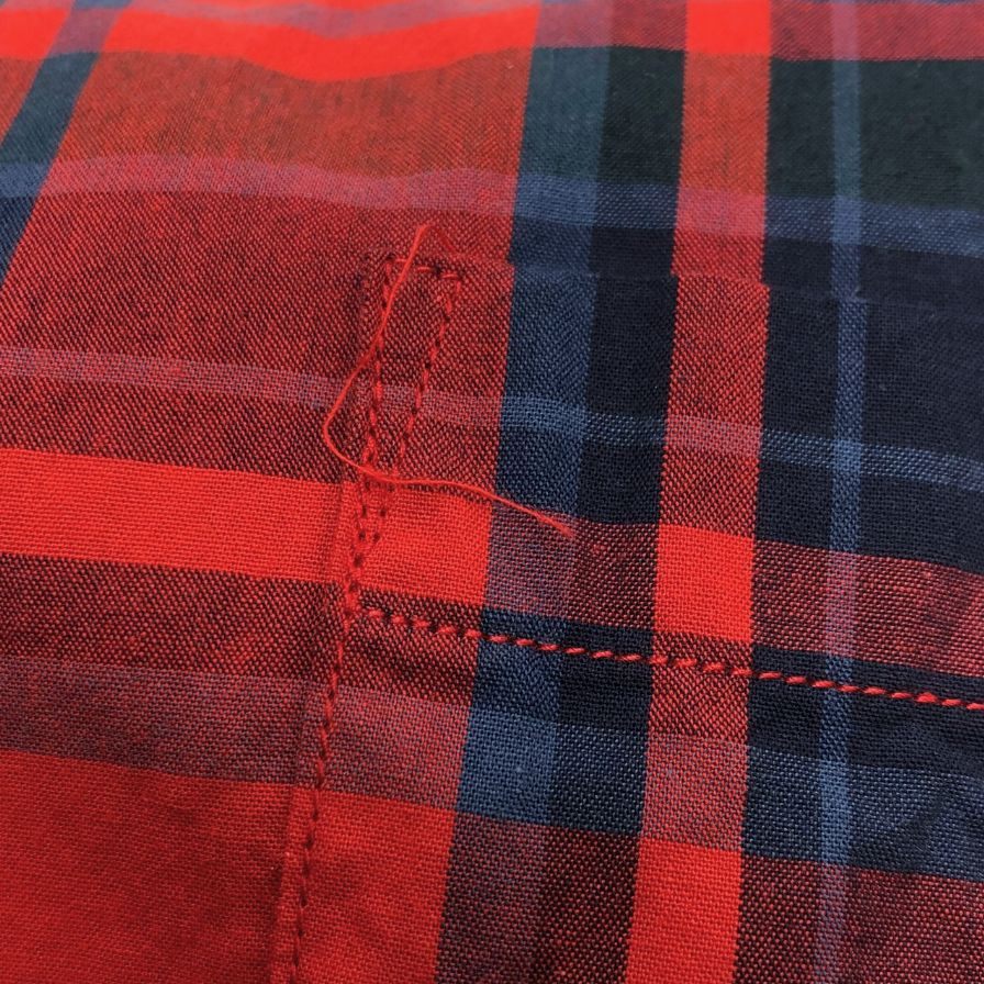 美品◆ユニフォームエクペリメント チェック 長袖シャツ 23SS UE-230019 メンズ サイズ3 レッド  Uniform Experiment 【AFB39】
