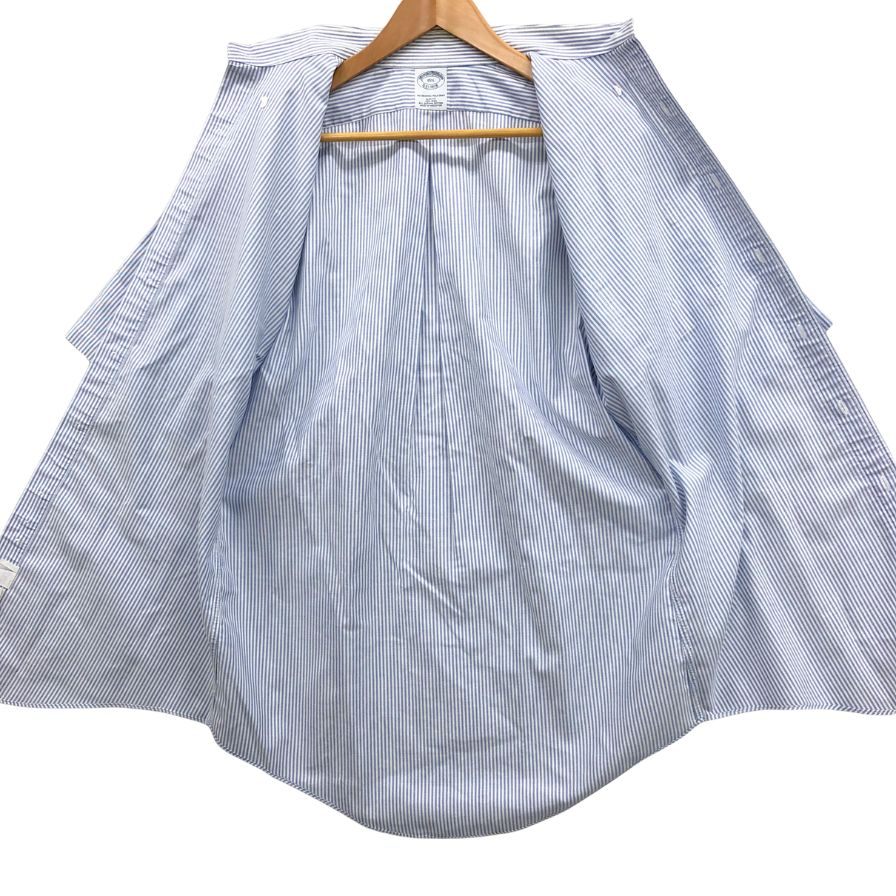 中古◆ブルックスブラザーズ シャツ 半袖 ボタンダウン ストライプ 綿 メンズ ブルー サイズ15.5 Brooks Brothers 【AFB25】