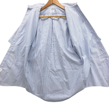 中古◆ブルックスブラザーズ シャツ 半袖 ボタンダウン ストライプ 綿 メンズ ブルー サイズ15.5 Brooks Brothers 【AFB25】