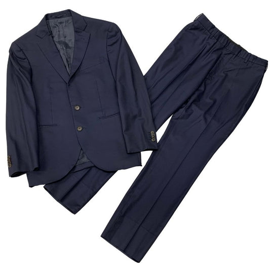 ノーブランド スーツセット 2Bジャケット センターベント ゼニア生地 ネイビー メンズ ErmenegildoZegna 15milmil15【AFB27】