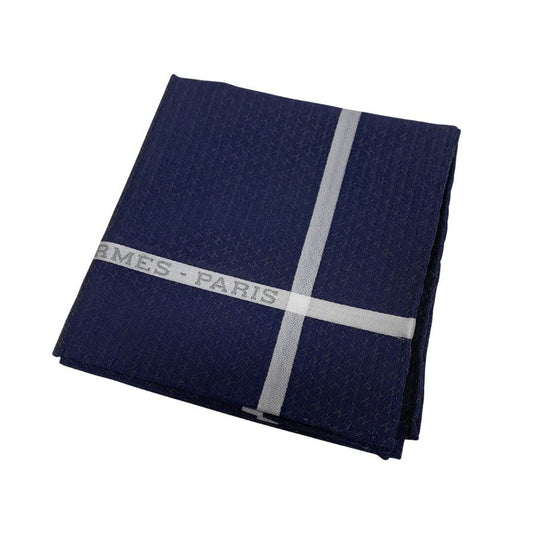 エルメス ハンカチ コットン100% ネイビー レディース HERMES【AFI17】【中古】