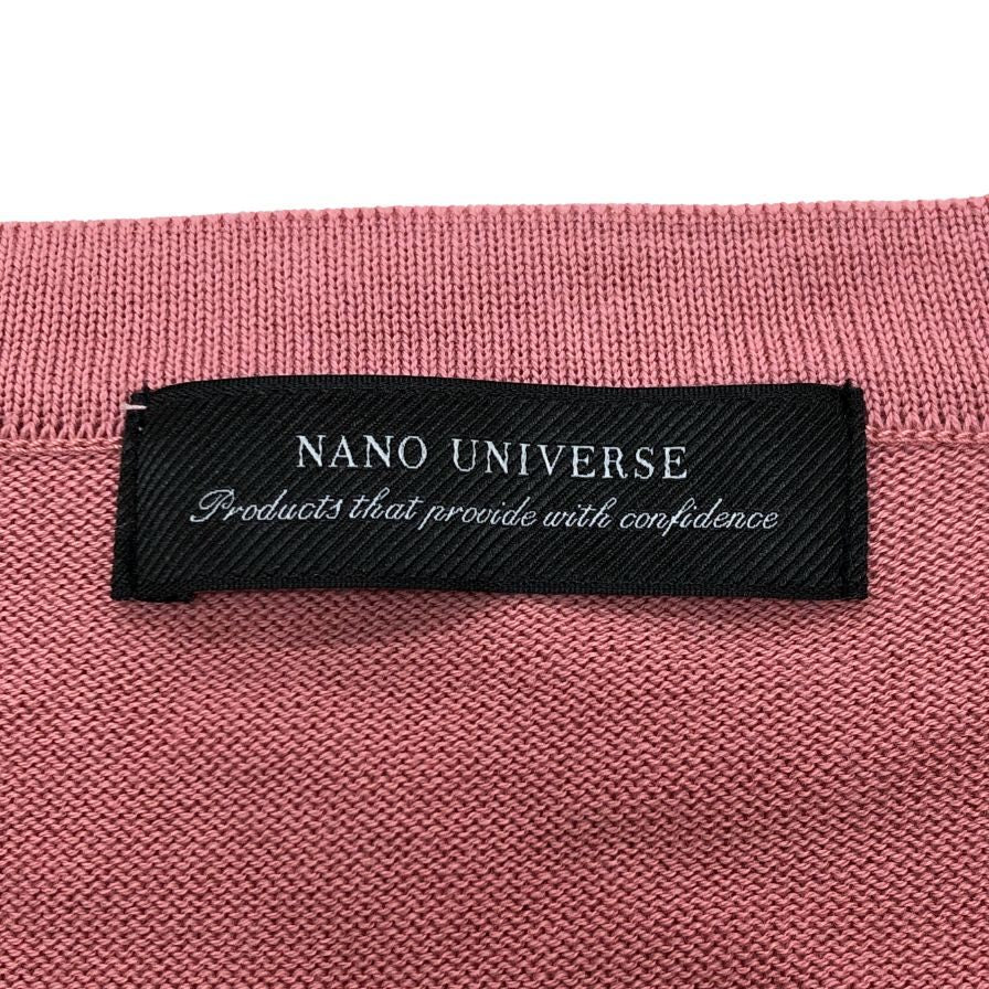 極美品◆ナノユニバース ラウンドネック コットン ニット Ｔシャツ メンズ サイズＬ紫系 nano Universe 【AFB26】